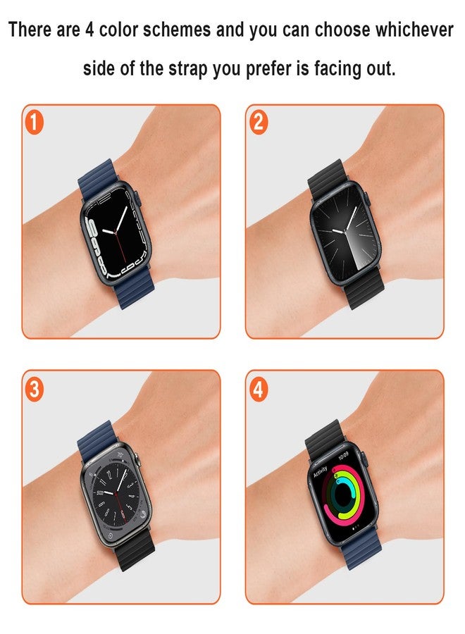 Anlinser Magnetic Bands Compatible with Apple Watch Band 49/46/45 44/42/41/40/38mm, Women Men Double Side Reversible Strap for iWatch Ultra 3-1 Series 11/10/9/8/7-1 SE(49/46/45/44/42,Dark Blue/Black) - Image 4